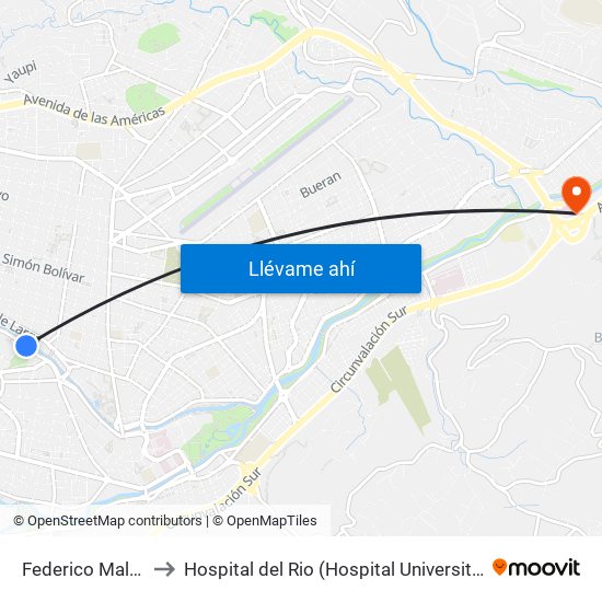 Federico Malo, 134 to Hospital del Rio (Hospital Universitario del Río) map