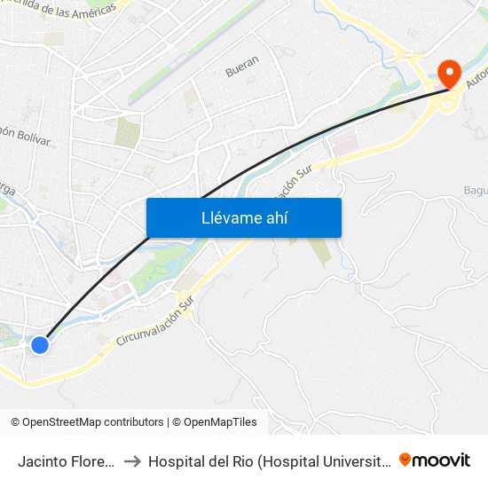 Jacinto Flores, 276 to Hospital del Rio (Hospital Universitario del Río) map