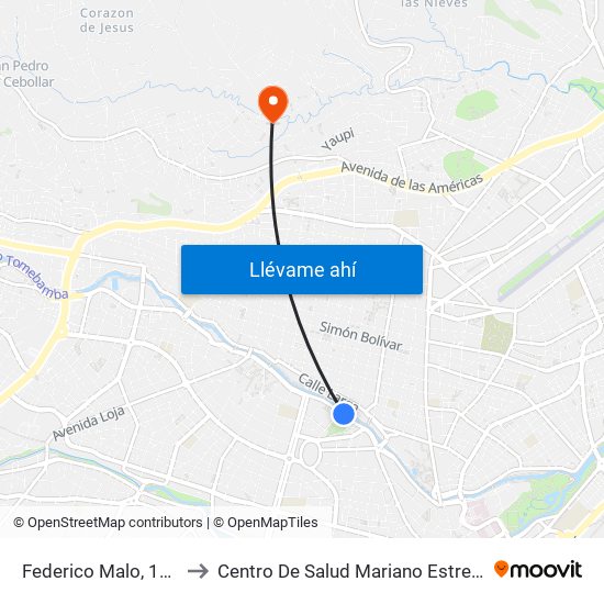 Federico Malo, 134 to Centro De Salud Mariano Estrella map