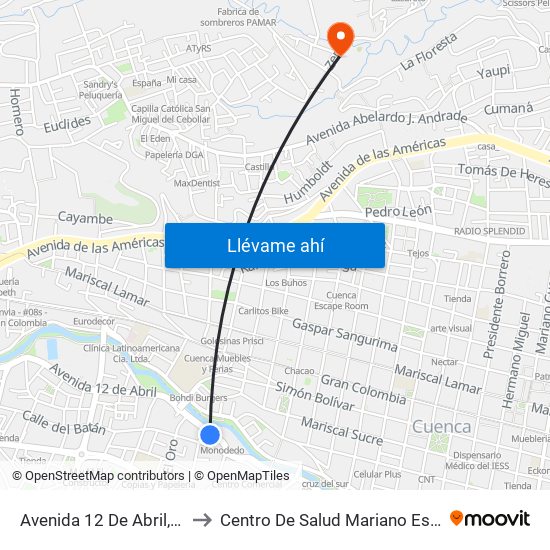 Avenida 12 De Abril, 540 to Centro De Salud Mariano Estrella map