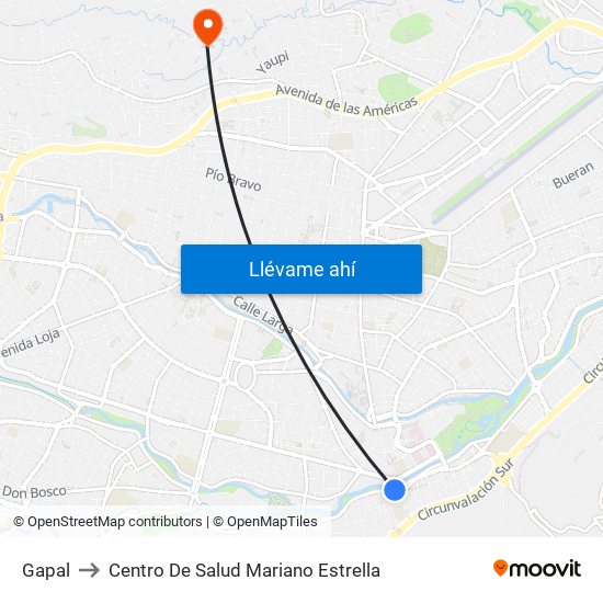 Gapal to Centro De Salud Mariano Estrella map