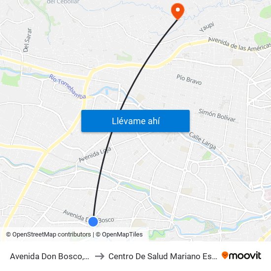 Avenida Don Bosco, 627 to Centro De Salud Mariano Estrella map
