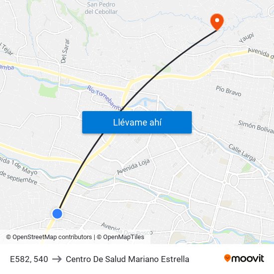E582, 540 to Centro De Salud Mariano Estrella map