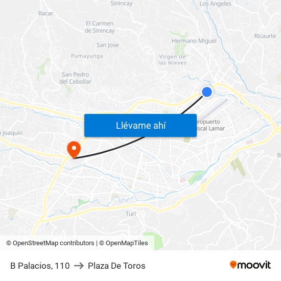 B Palacios, 110 to Plaza De Toros map