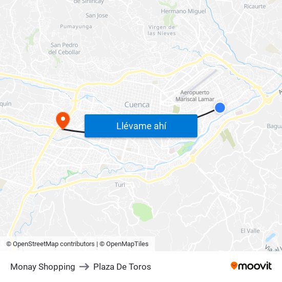 Monay Shopping to Plaza De Toros map