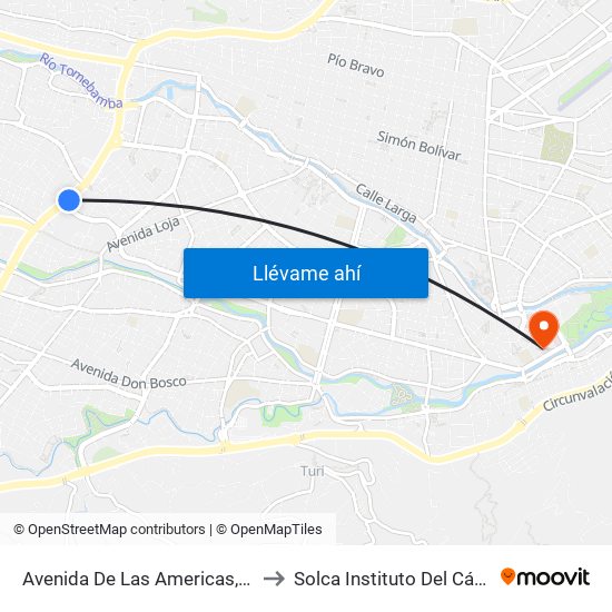 Avenida De Las Americas, 176 to Solca  Instituto Del Cáncer map