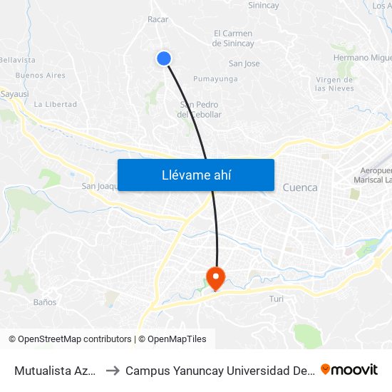 Mutualista Azuay II to Campus Yanuncay Universidad De Cuenca map