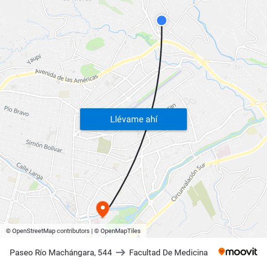 Paseo Río Machángara, 544 to Facultad De Medicina map