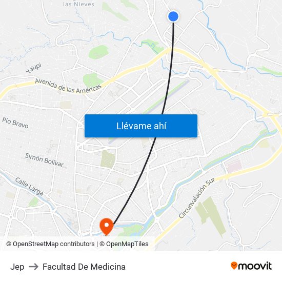 Jep to Facultad De Medicina map