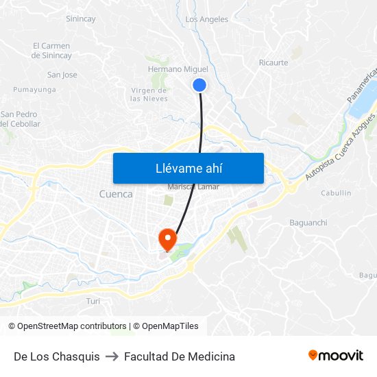 De Los Chasquis to Facultad De Medicina map