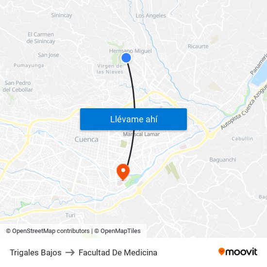 Trigales Bajos to Facultad De Medicina map