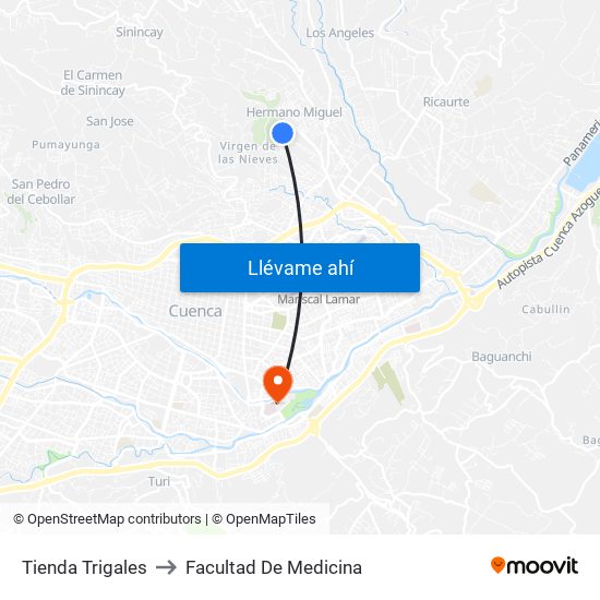 Tienda Trigales to Facultad De Medicina map