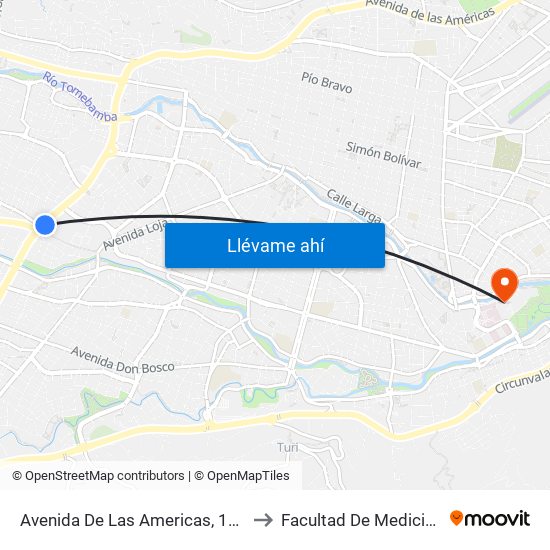 Avenida De Las Americas, 176 to Facultad De Medicina map