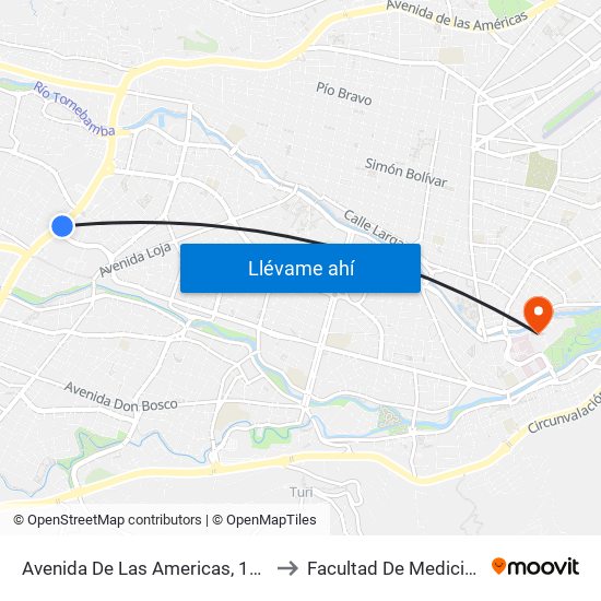 Avenida De Las Americas, 176 to Facultad De Medicina map