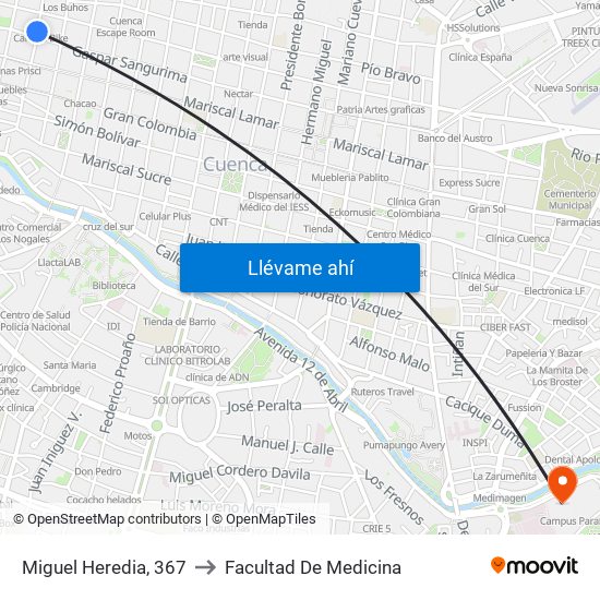 Miguel Heredia, 367 to Facultad De Medicina map