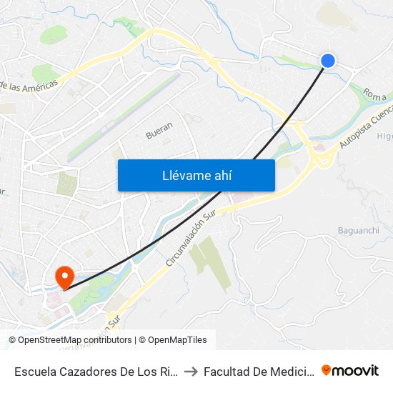 Escuela Cazadores De Los Rios to Facultad De Medicina map