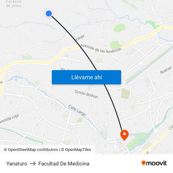 Yanaturo to Facultad De Medicina map