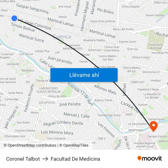 Coronel Talbot to Facultad De Medicina map