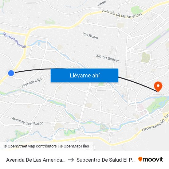 Avenida De Las Americas, 176 to Subcentro De Salud El Paraiso map