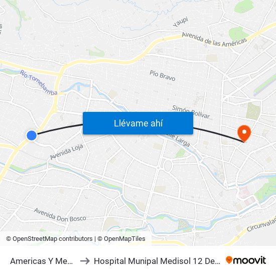 Americas Y Mexico to Hospital Munipal Medisol 12 De Abril map