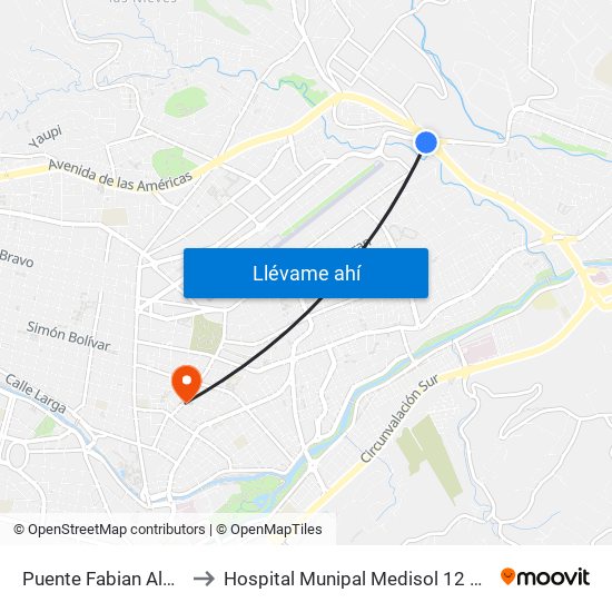 Puente Fabian Alarcon to Hospital Munipal Medisol 12 De Abril map