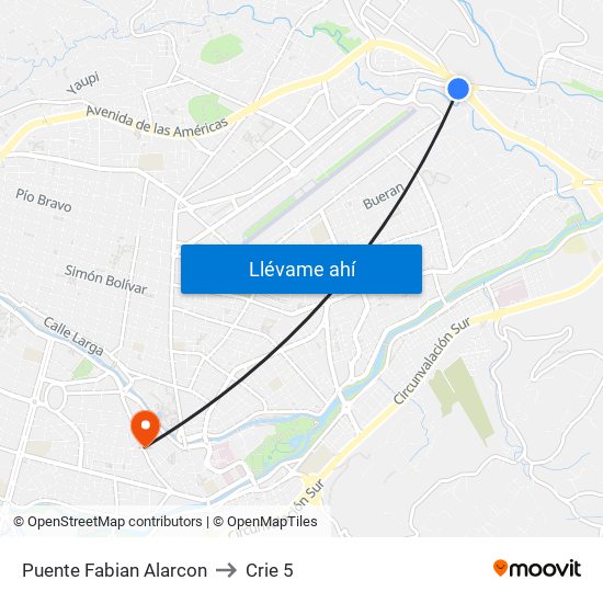 Puente Fabian Alarcon to Crie 5 map
