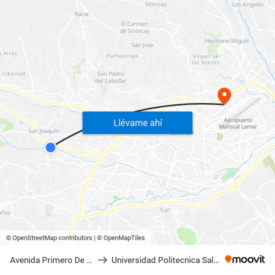 Avenida Primero De Mayo to Universidad Politecnica Salesiana map