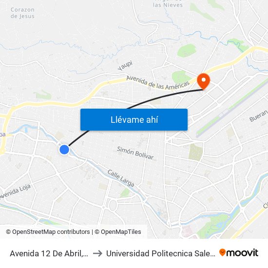Avenida 12 De Abril, 540 to Universidad Politecnica Salesiana map