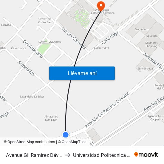 Avenue Gil Ramírez Dávalos, 532 to Universidad Politecnica Salesiana map