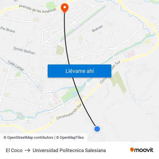 El Coco to Universidad Politecnica Salesiana map