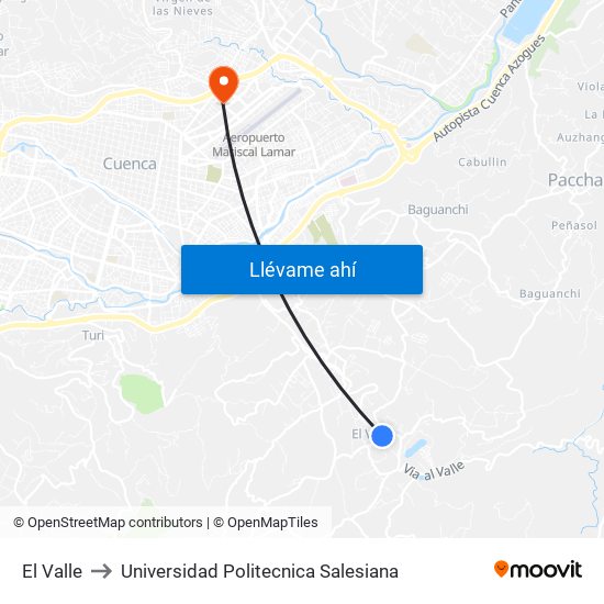 El Valle to Universidad Politecnica Salesiana map