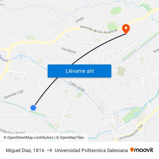 Miguel Diaz, 1816 to Universidad Politecnica Salesiana map