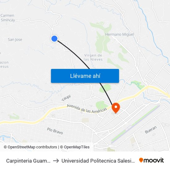 Carpinteria Guaman to Universidad Politecnica Salesiana map