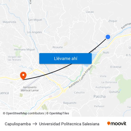 Capulispamba to Universidad Politecnica Salesiana map