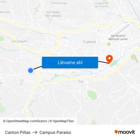 Canton Piñas to Campus Paraíso map