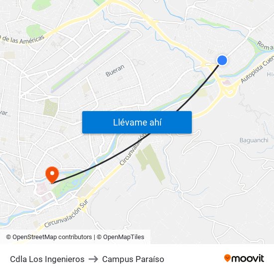 Cdla Los Ingenieros to Campus Paraíso map