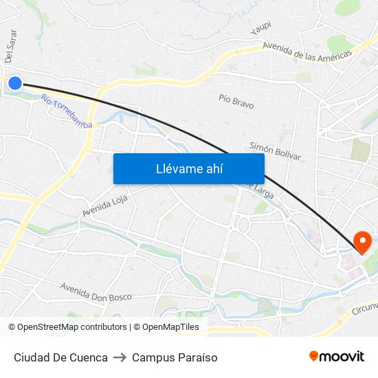 Ciudad De Cuenca to Campus Paraíso map