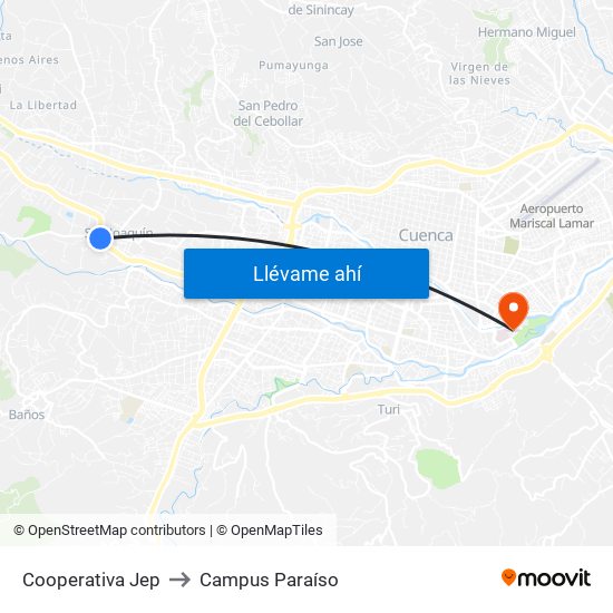 Cooperativa Jep to Campus Paraíso map