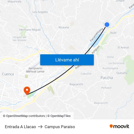 Entrada A Llacao to Campus Paraíso map