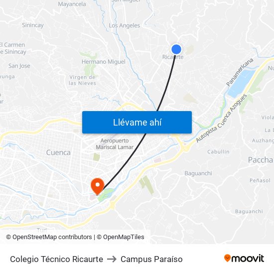 Colegio Técnico Ricaurte to Campus Paraíso map