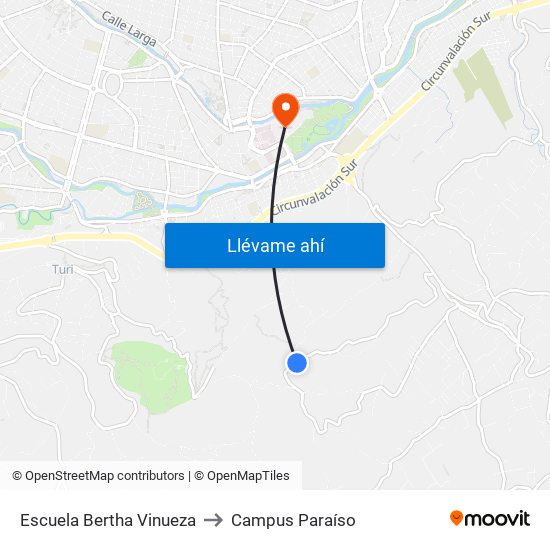 Escuela Bertha Vinueza to Campus Paraíso map