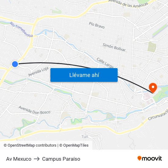 Av Mexuco to Campus Paraíso map