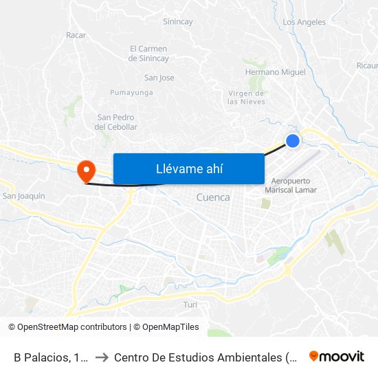 B Palacios, 110 to Centro De Estudios Ambientales (Cea) map