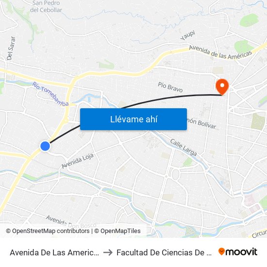 Avenida De Las Americas, 176 to Facultad De Ciencias De La Salud map