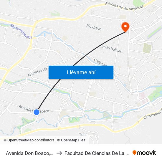 Avenida Don Bosco, 627 to Facultad De Ciencias De La Salud map