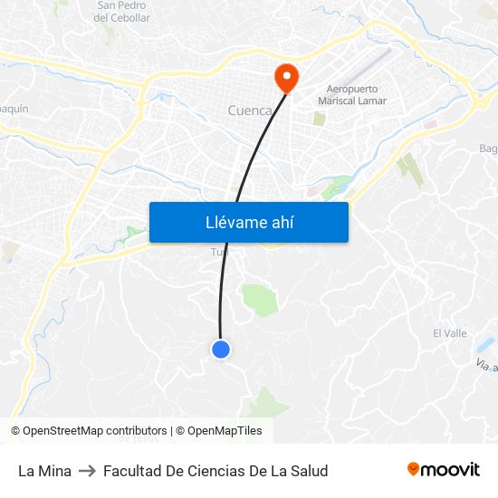 La Mina to Facultad De Ciencias De La Salud map