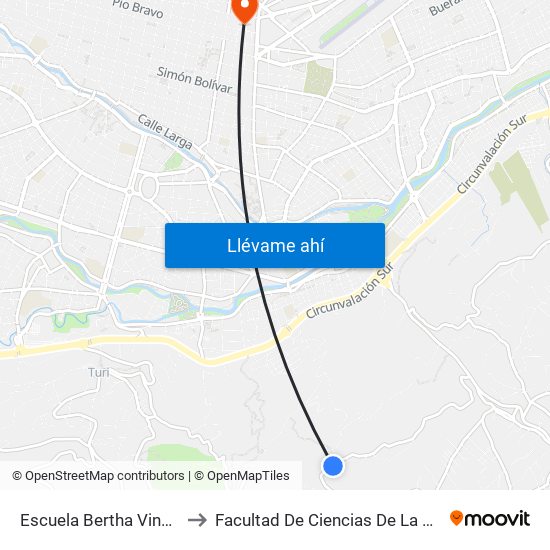 Escuela Bertha Vinueza to Facultad De Ciencias De La Salud map
