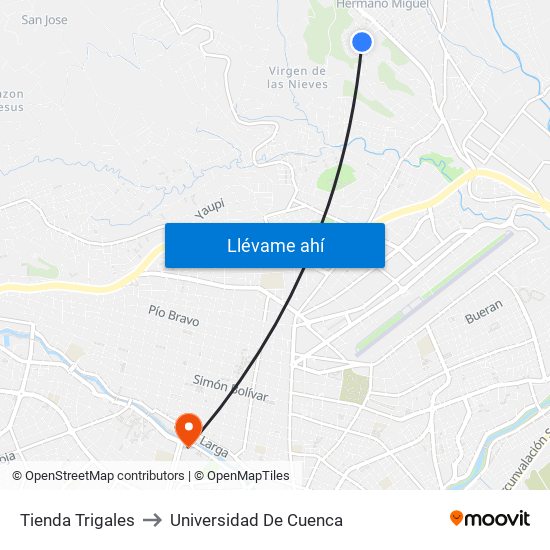 Tienda Trigales to Universidad De Cuenca map