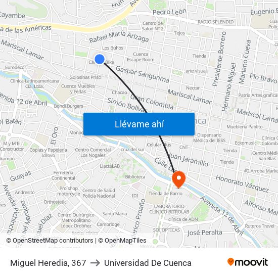 Miguel Heredia, 367 to Universidad De Cuenca map