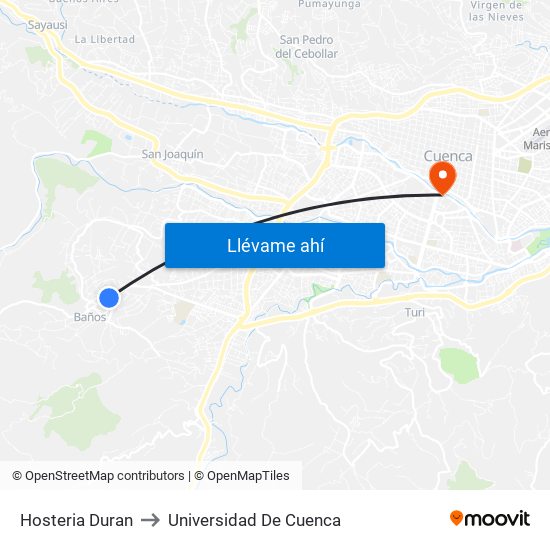 Hosteria Duran to Universidad De Cuenca map